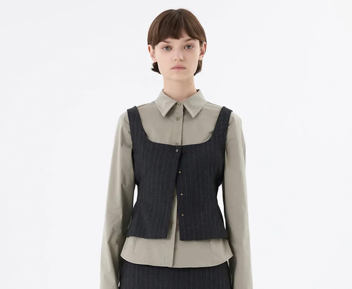 AMOMENTO WOOL SNAP BUTTON DOWN VEST 상품이미지1