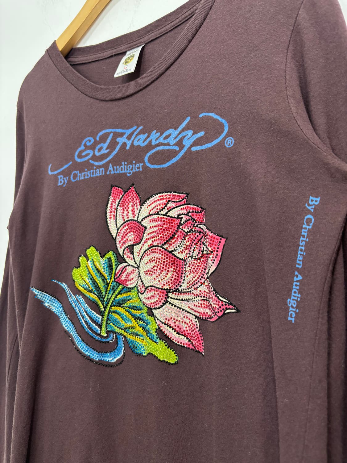 에드하디 브라운 연꽃 큐빅 비즈 긴팔 티셔츠 상품이미지9