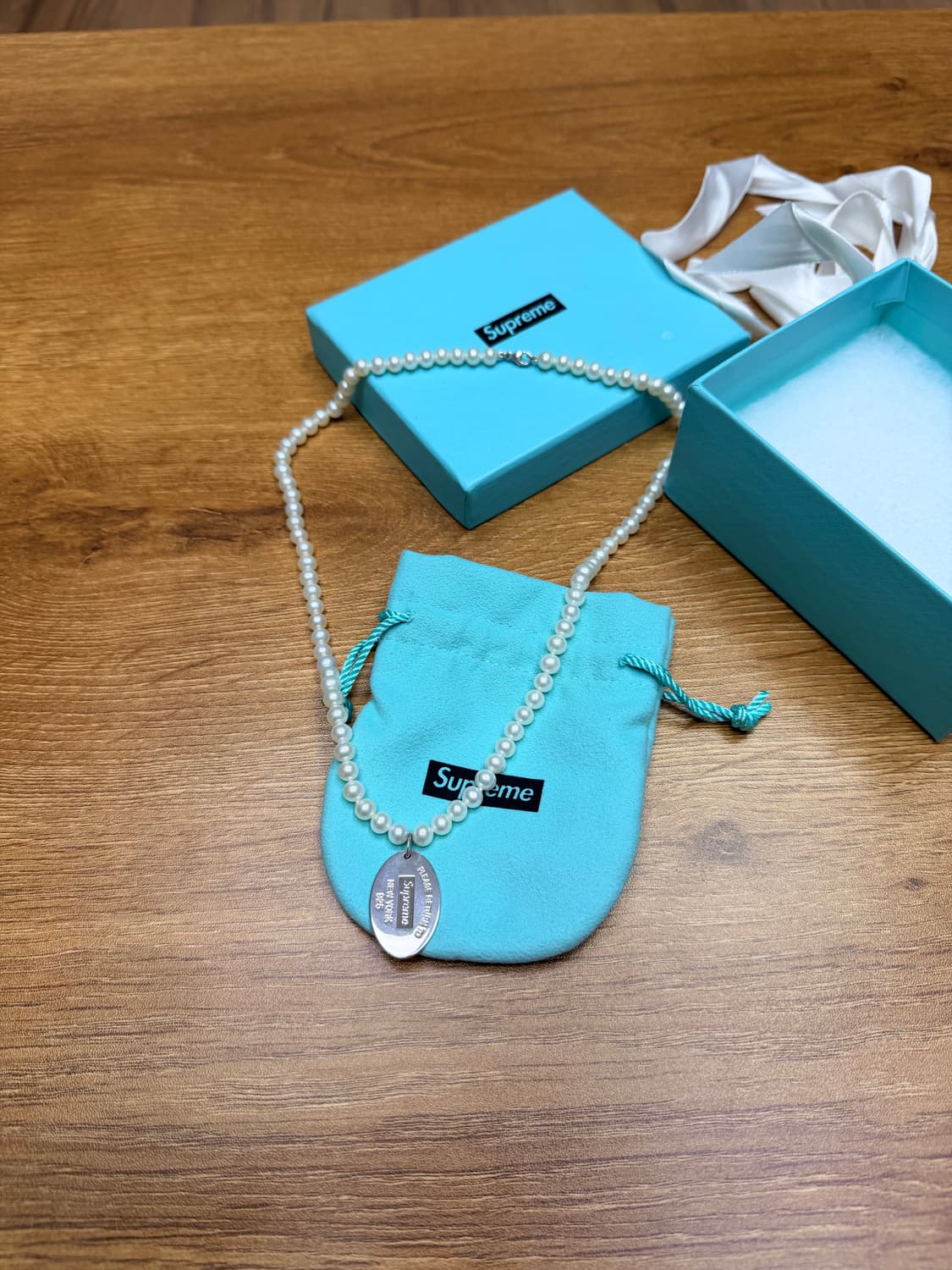 슈프림 21FW 티파니 Oval Tag Pearl Necklace 상품이미지2