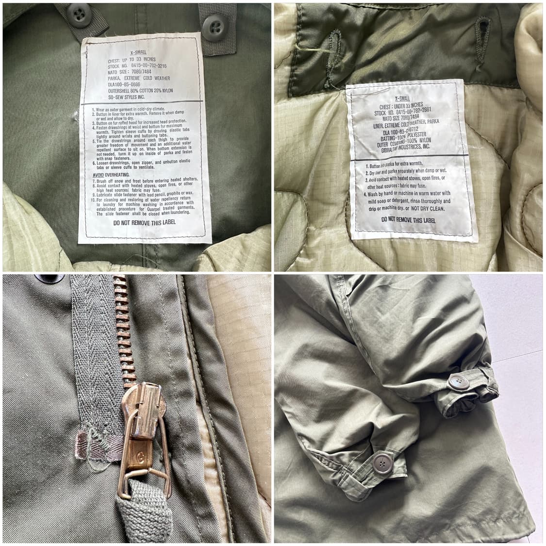 80s 미군 오리지널 M65 피쉬테일 파카 내피포함 XS 상품이미지5