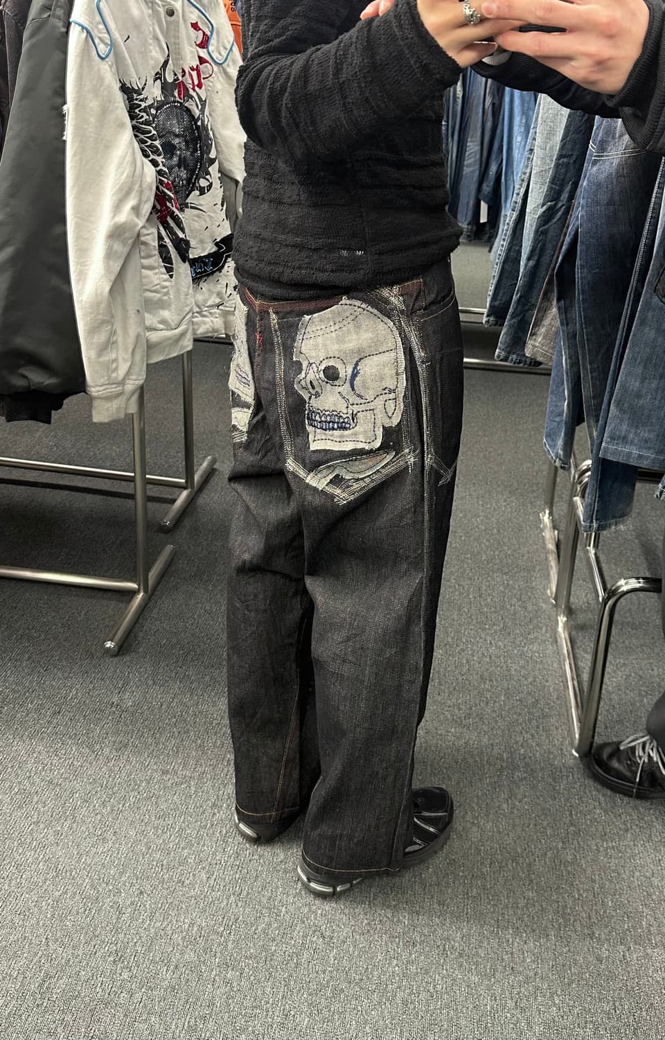 34)ARTFULDODGER 빈티지 Y2K 스컬 패치 힙합팬츠 상품이미지1