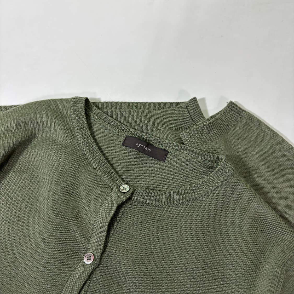 우먼S 시스템 카키 U넥 가디건 상품이미지3