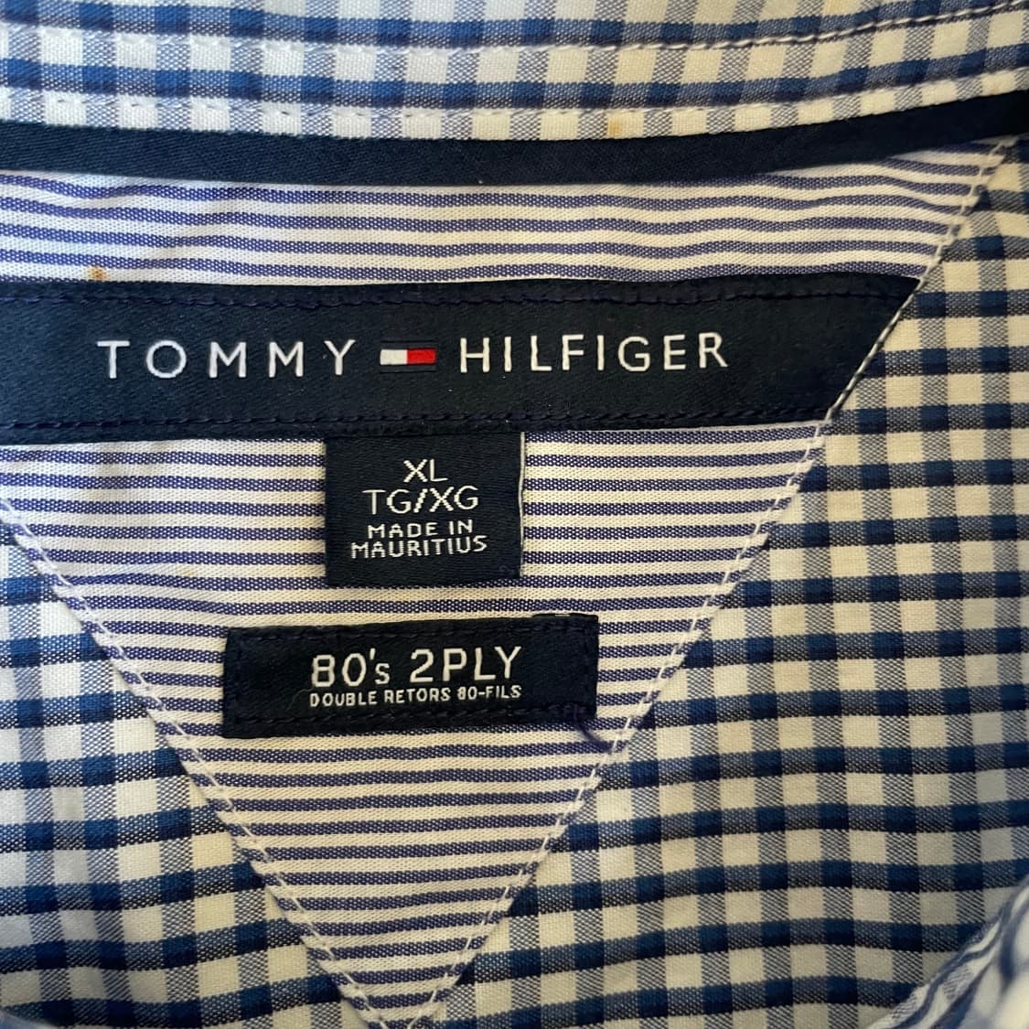타미힐피거 네이비 깅엄체크 원포켓 긴팔 셔츠 XL 상품이미지4