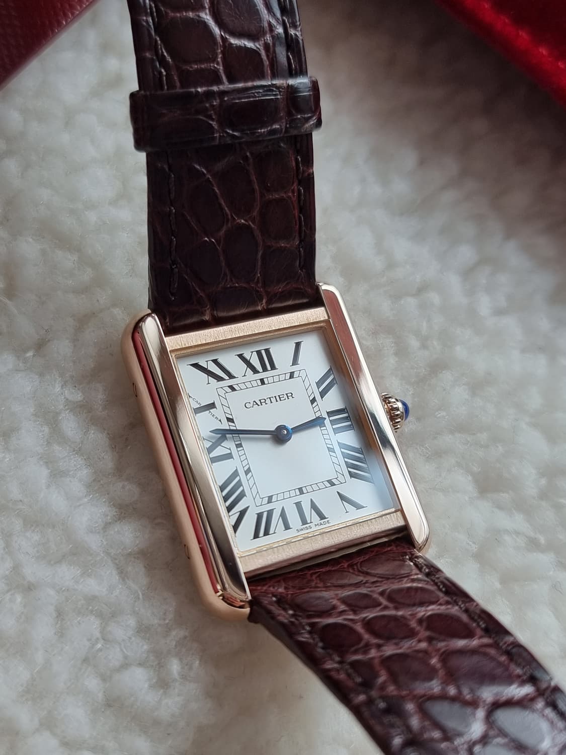 [까르띠에 풀세트] 탱크솔로 18K 로즈골드 SM 남여공용 시계 20년 상품이미지4