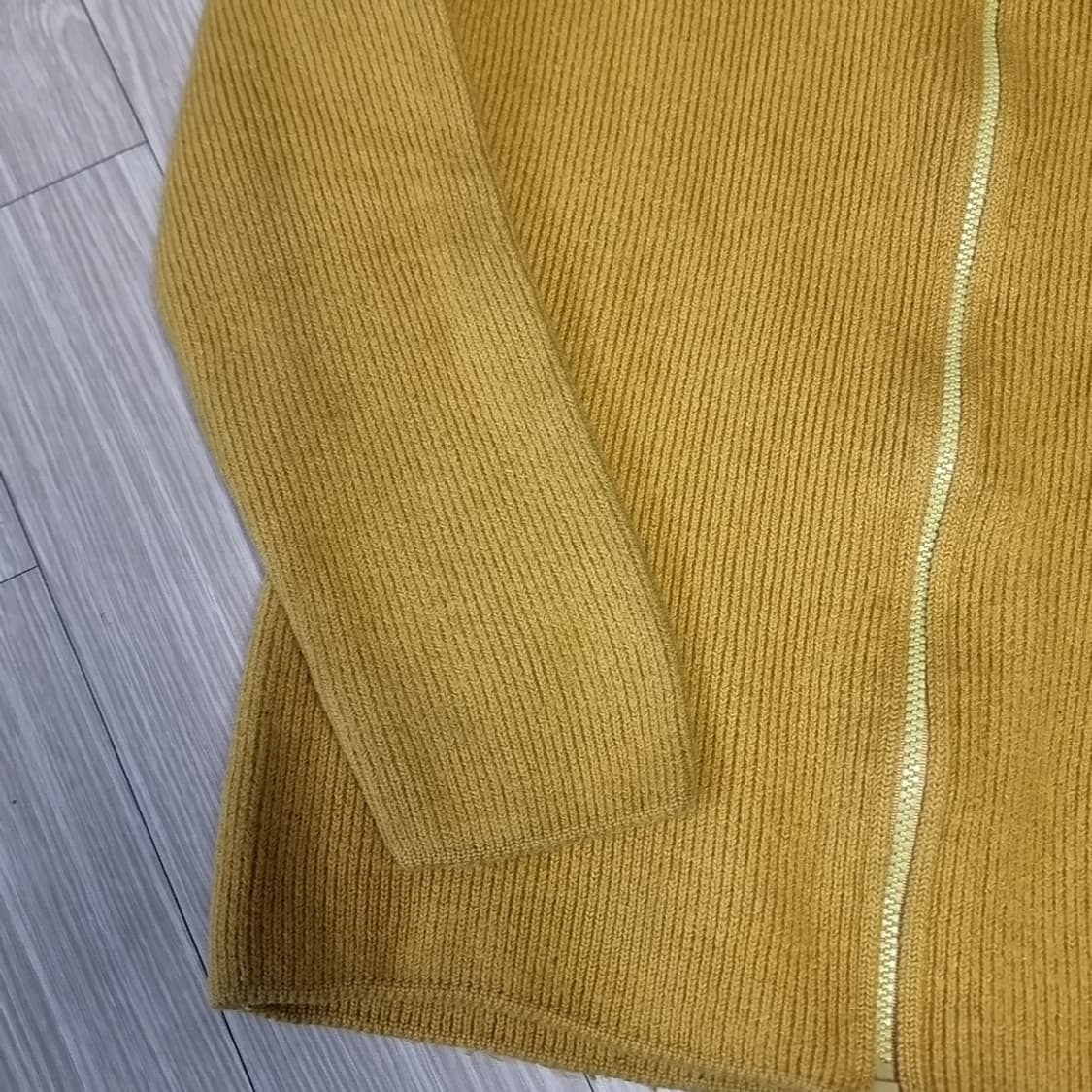 인터메조 골지 니트 짚업 가디건 옐로우(100) 상품이미지3