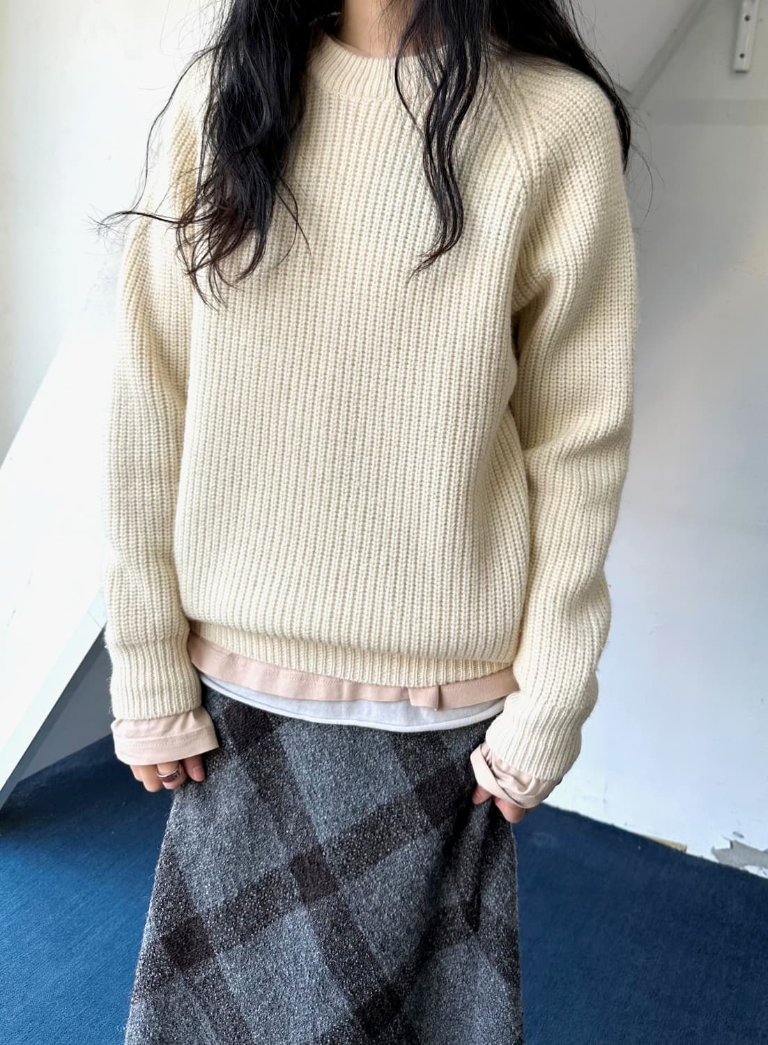 Wool crew neck heavy rib knit P/O 상품이미지7