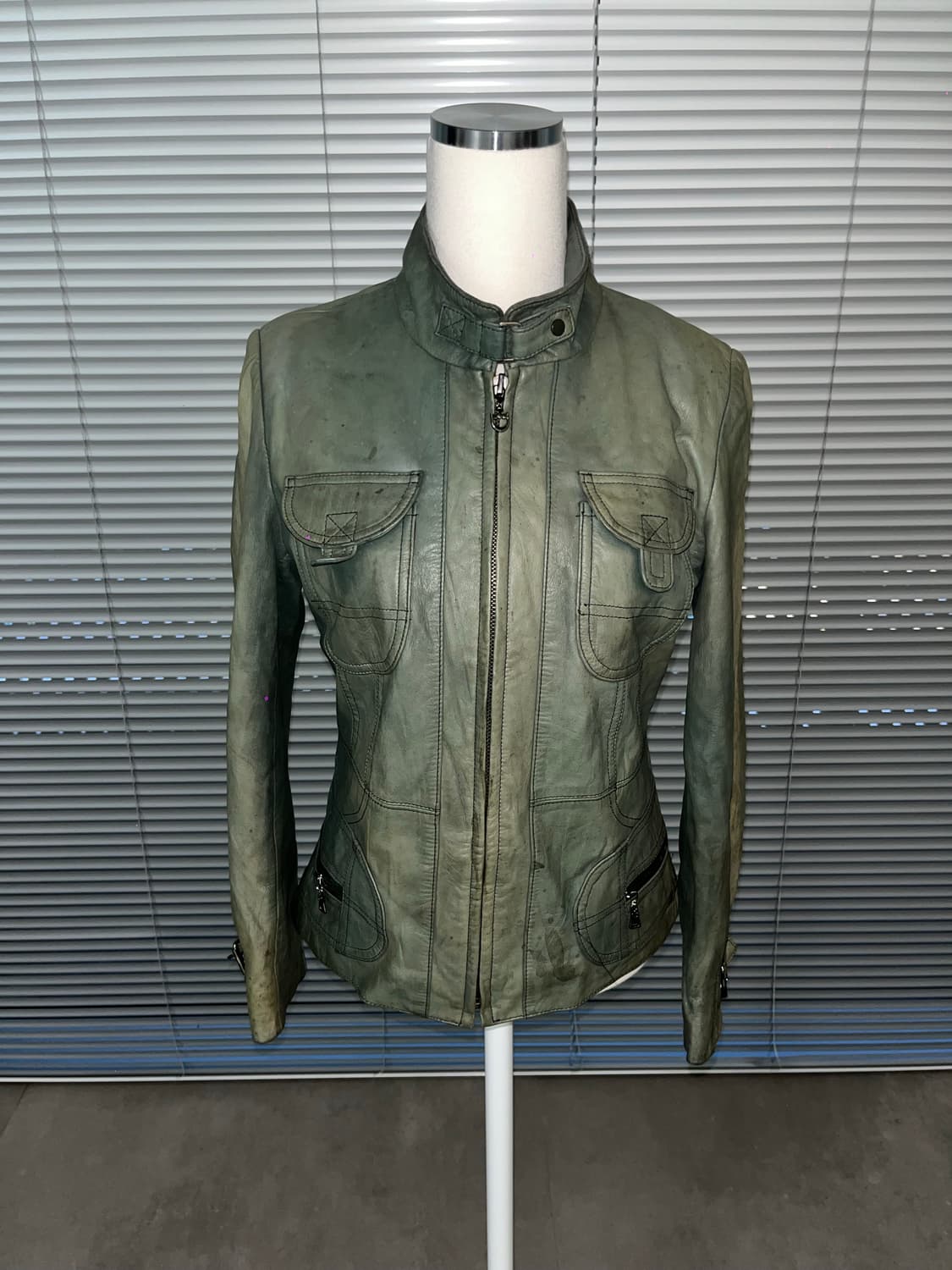 Japanese vintage green leather jacket 상품이미지2