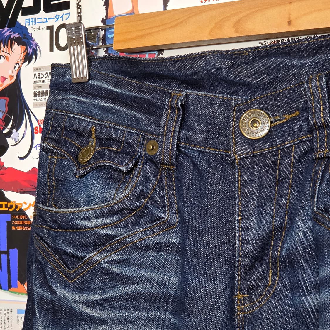 빈티지 진청 절개 슬림 스트레이트 팬츠 상품이미지5