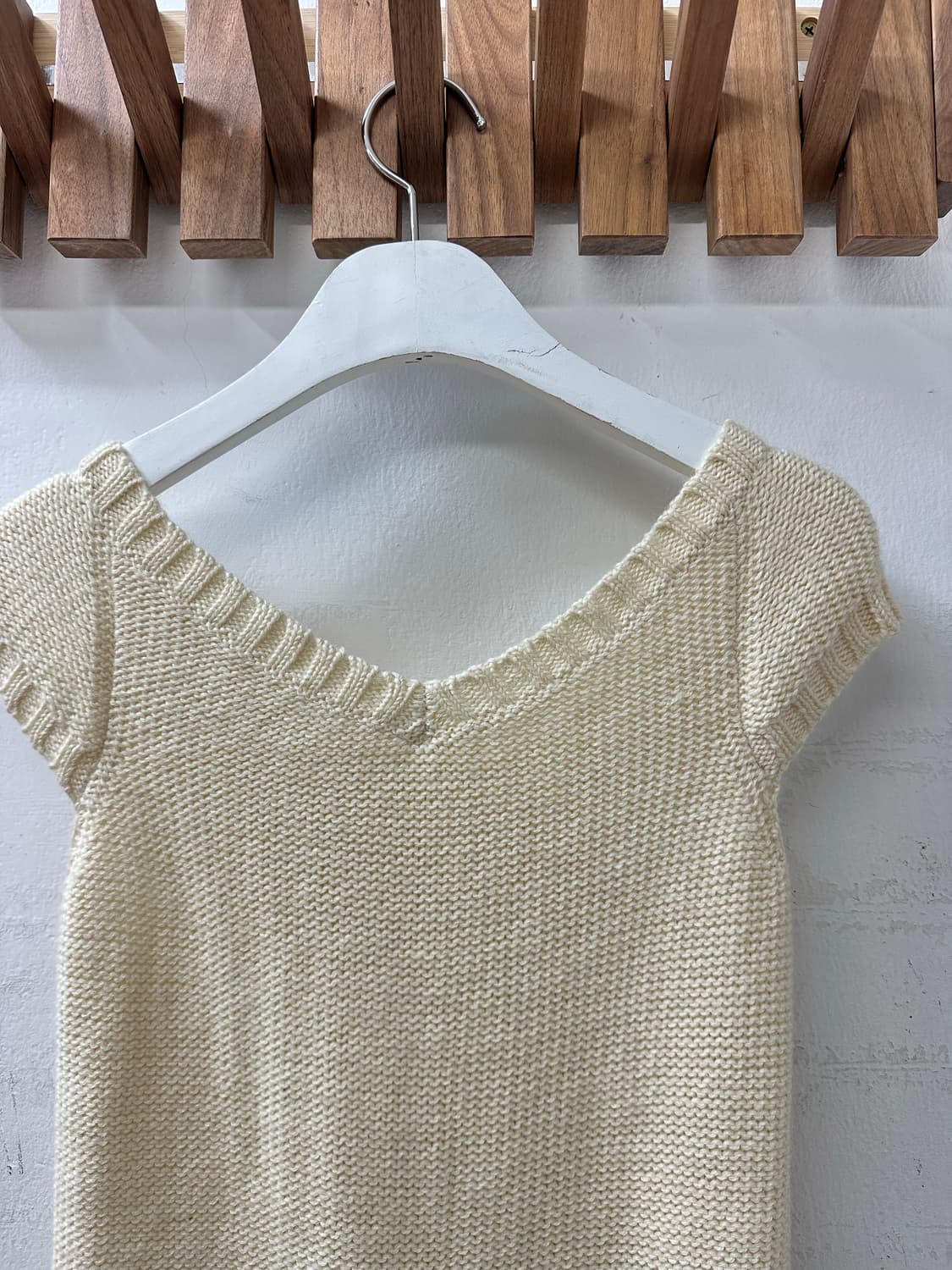 일본빈티지 아이보리 꽈배기 폼폼이 니트 레이어드 니트 상품이미지5