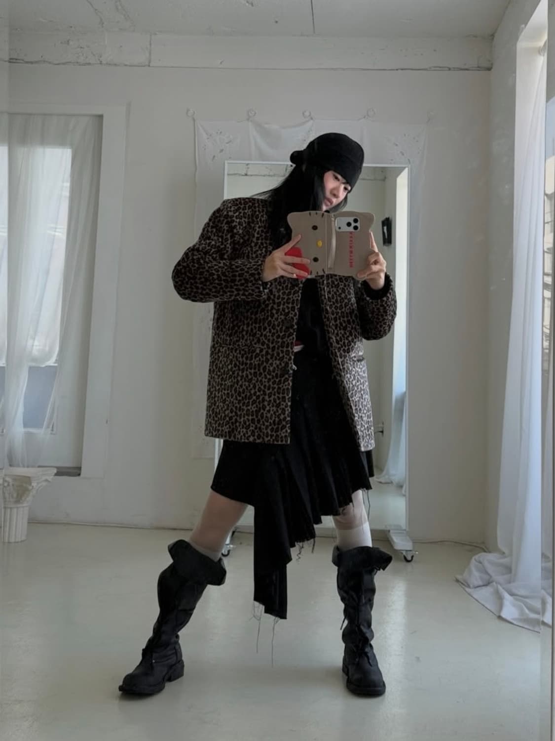 네거티브쓰리 레이스업 폴디드 롱부츠 블랙 240 상품이미지8