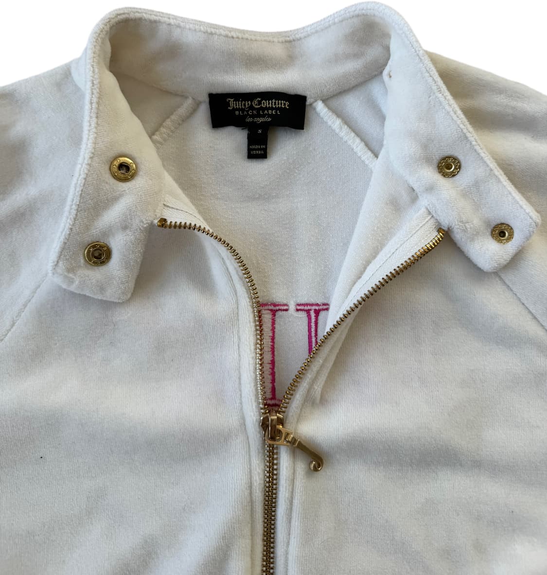 쥬시꾸뛰르 블랙라벨 테리 화이트 집업 갸루템 상품이미지4