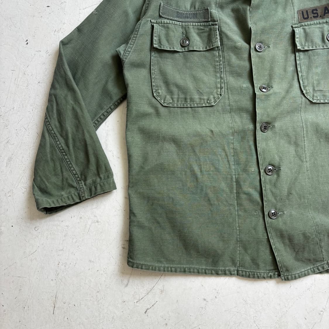 70s U.S. ARMY OG 107 유틸리티 셔츠 M 상품이미지3