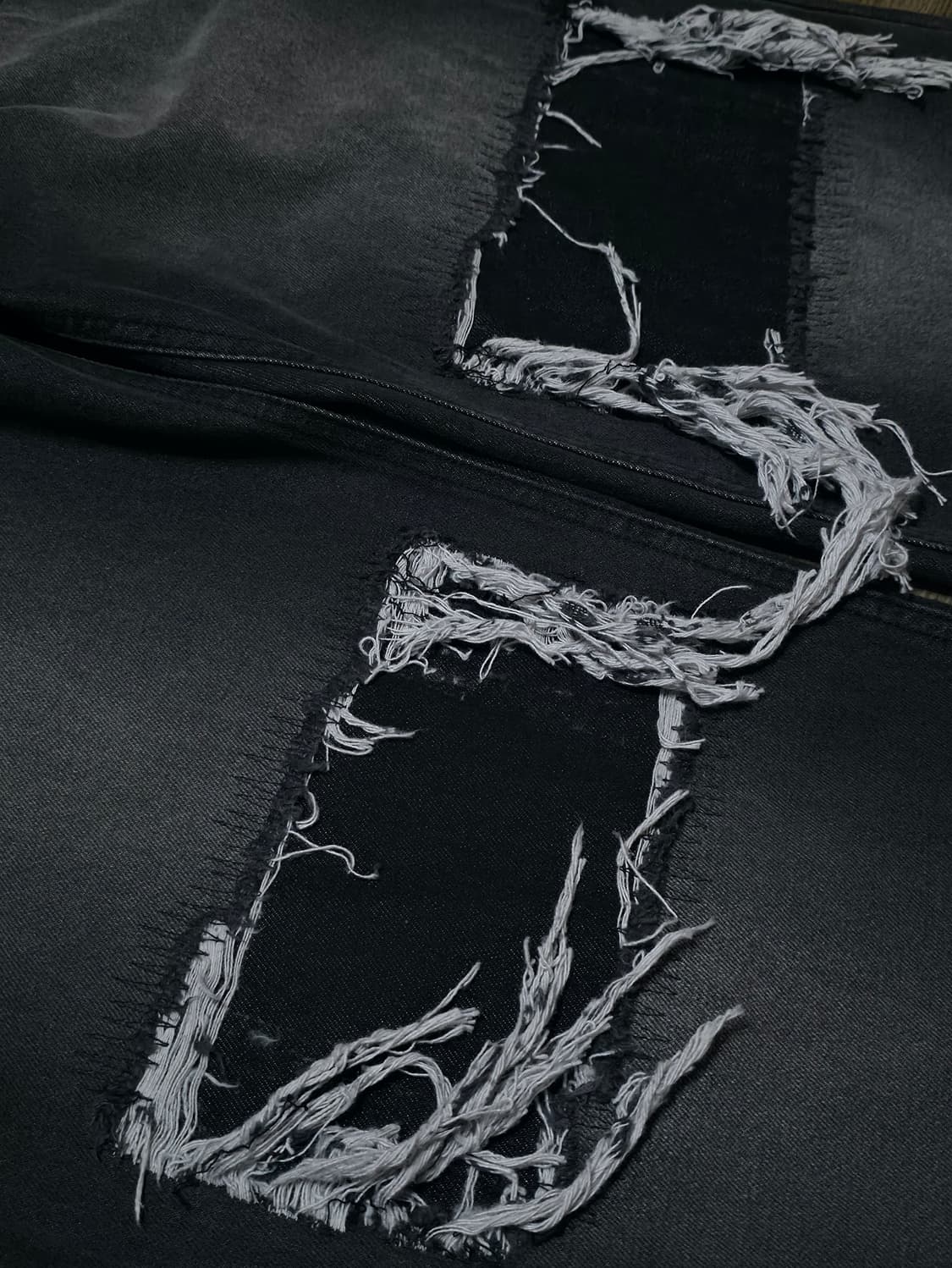 몽세누 디스트레스드 베기 레그 진 블랙 S 상품이미지3