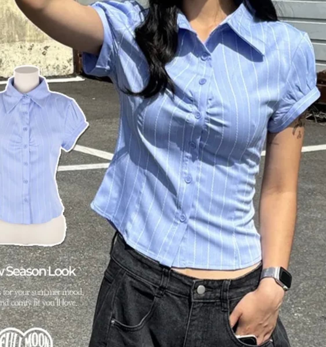 에이블리 셔링 반팔 블라우스 상품이미지3