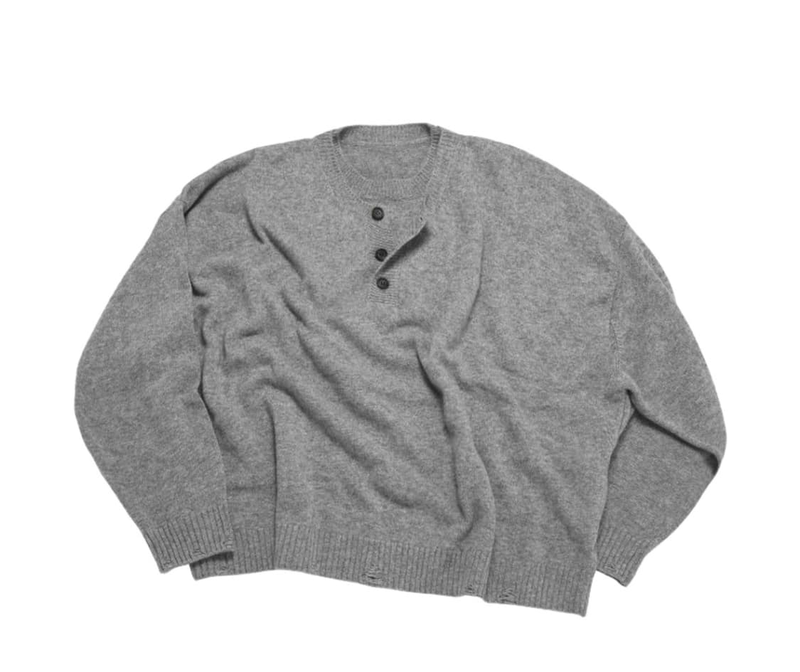 [M] MJD 콘트라스트 넥 캐시 크롭 니트 그레이 상품이미지1