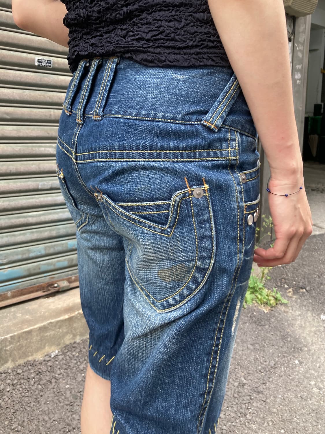 버튼 포인트 5부 팬츠 상품이미지3