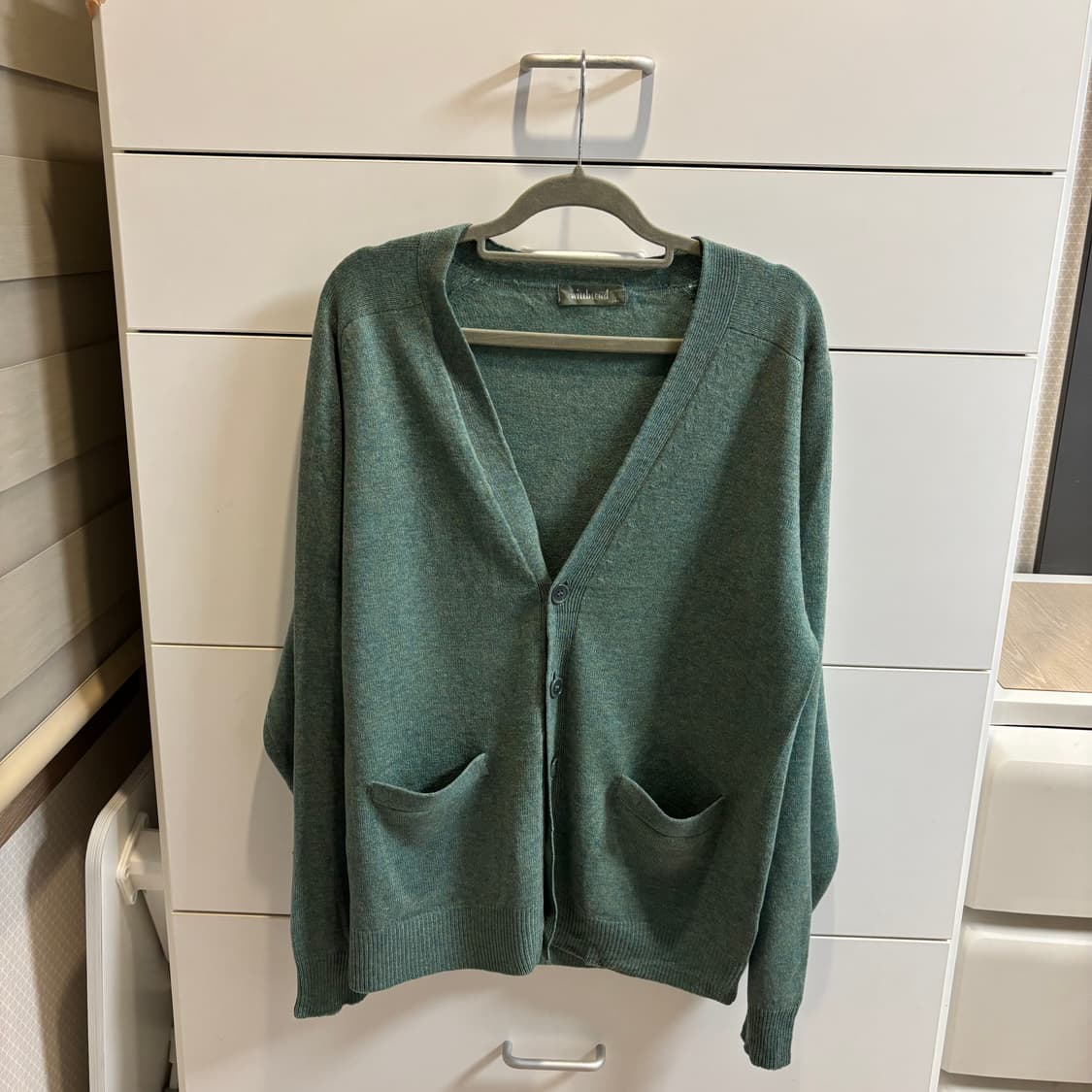 뉴 울 100% 오묘한 그린 니트 가디건 M 상품이미지1
