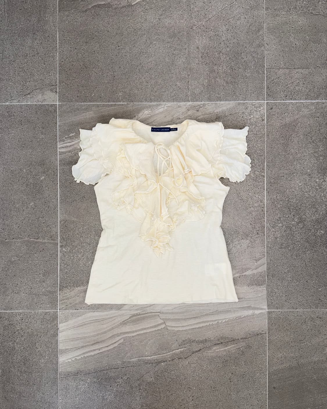 Ralph Lauren ivory ruffle cotton blouse 상품이미지1