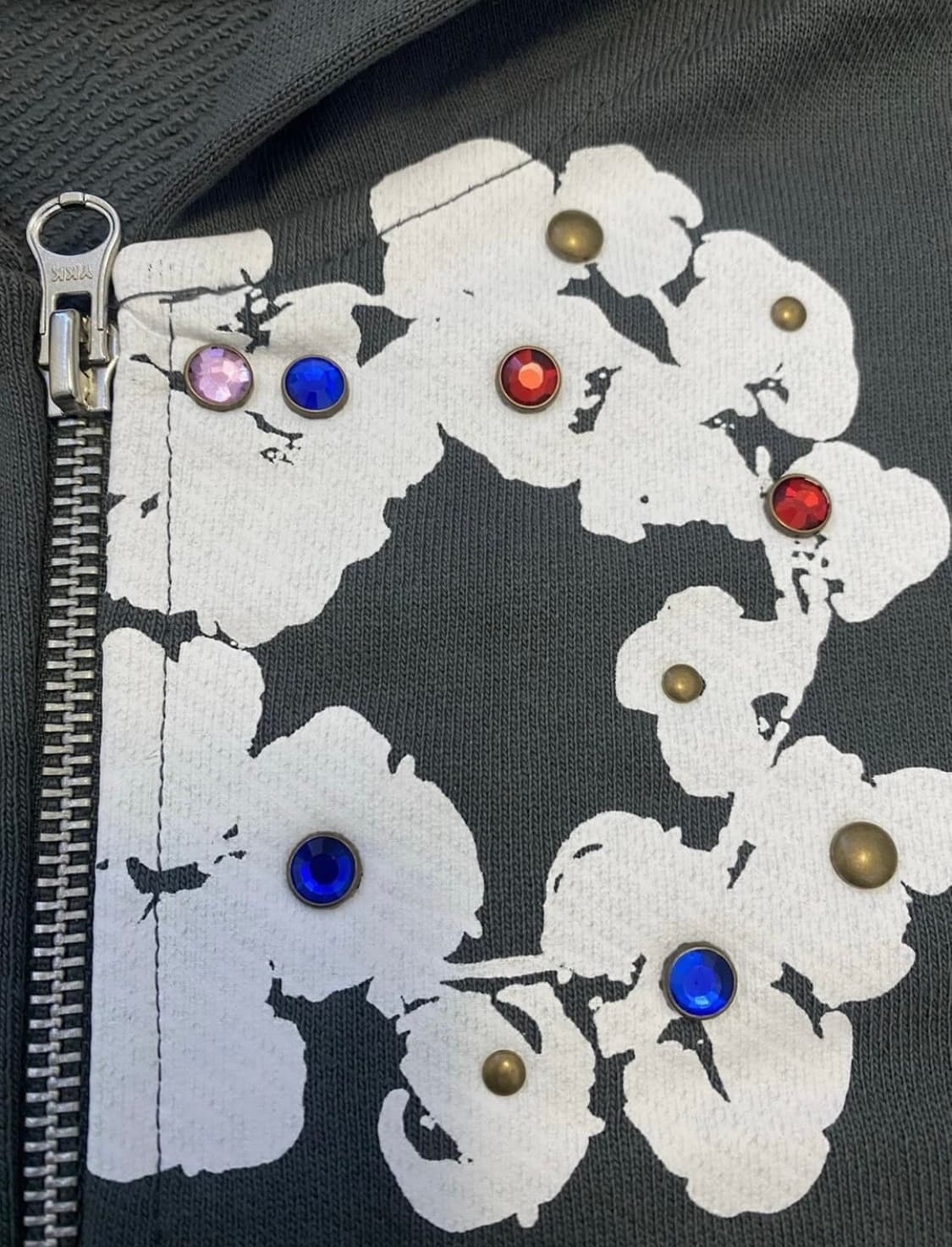 데님티어스 라인스톤 후드집업 M 상품이미지3