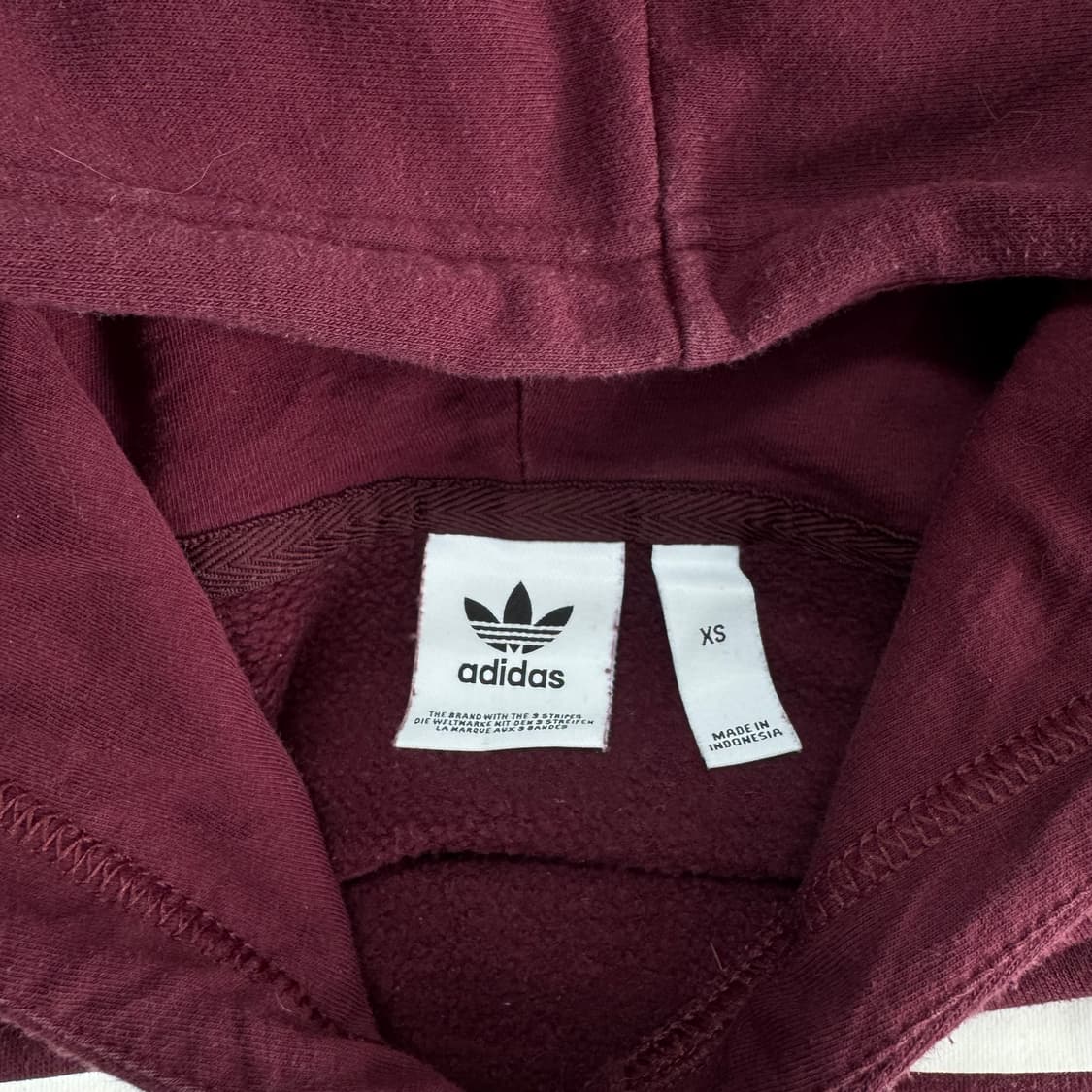 Adidas 아디다스 빅 파이어로고 와인 후드티 상품이미지5