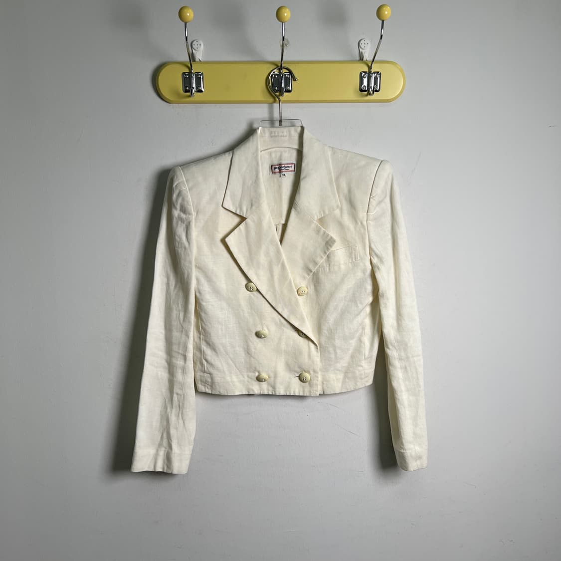 80's 입생로랑 린넨 더블 크롭 블레이저 자켓 M 상품이미지1