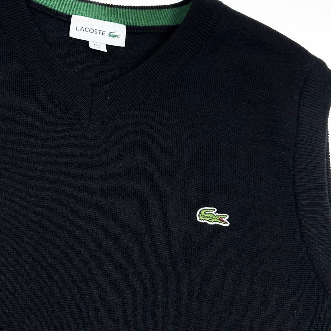 라코스테 크록 블랙 니트 조끼 베스트 (XL) 상품이미지3