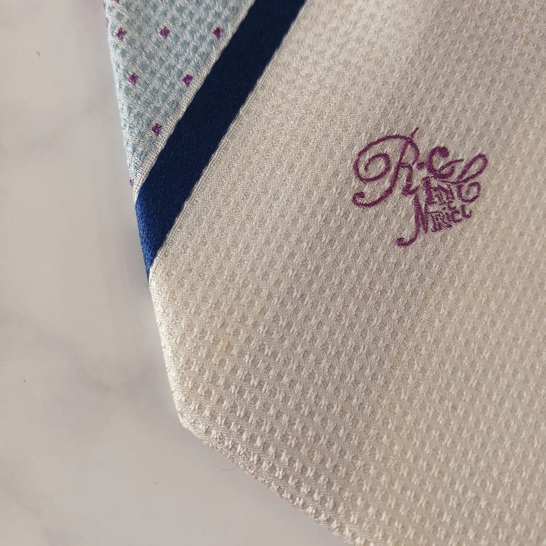 니나리치 실크 아이보리 스트라이프 넥타이 9.2cm A등급 A19459
 상품이미지4