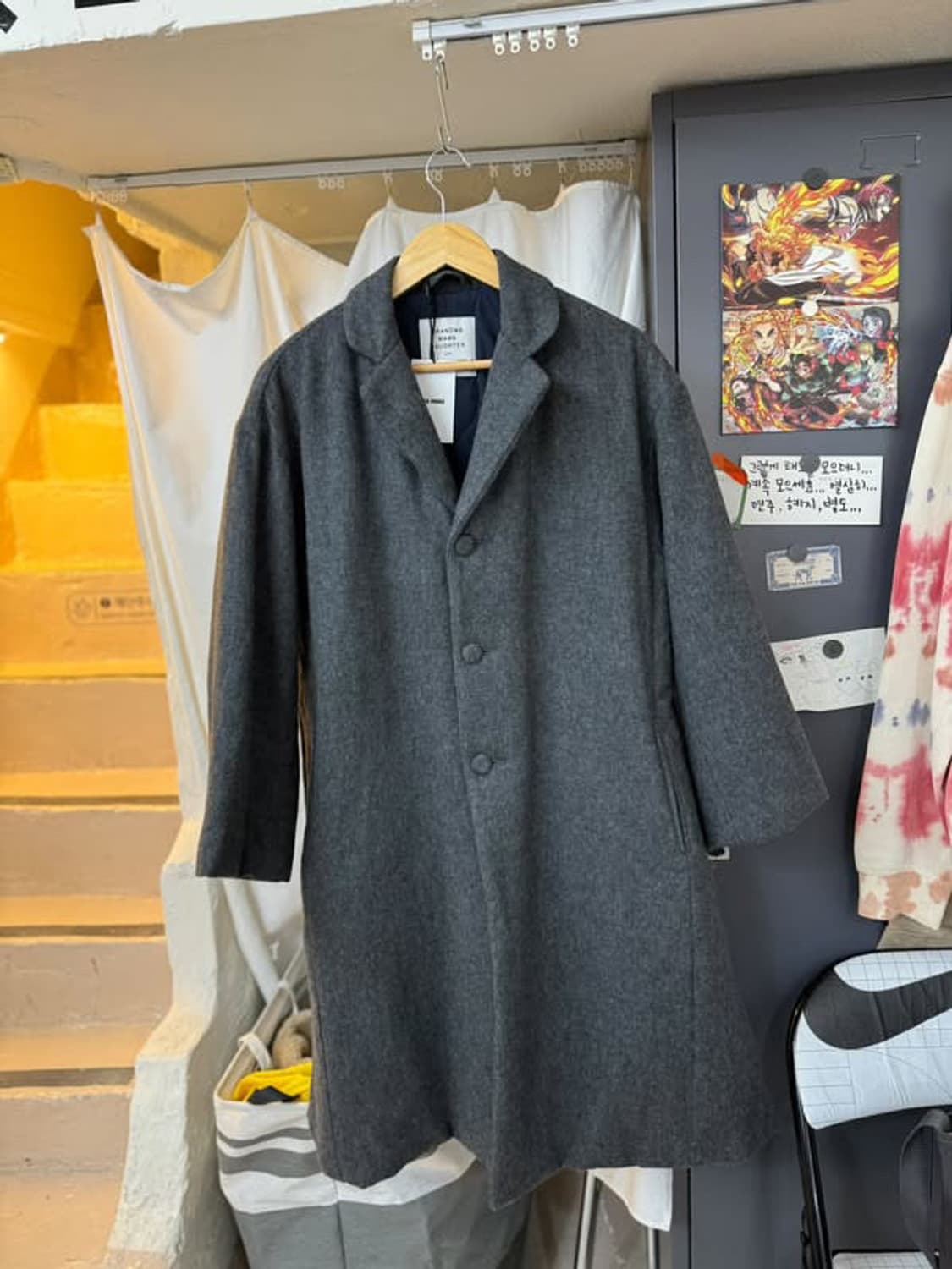 그레이 차콜 미디-롱코트 상품이미지1