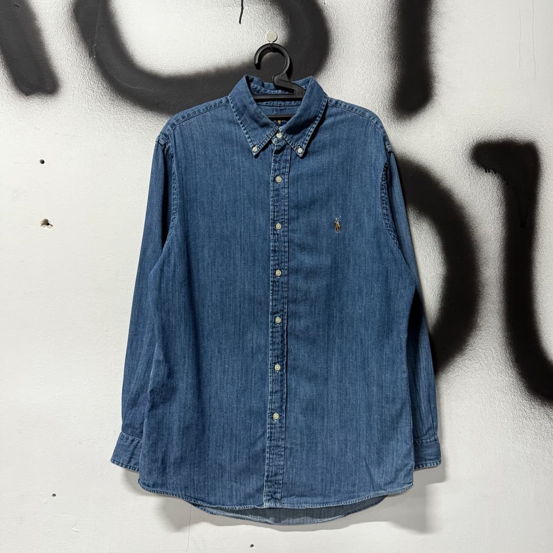 폴로 랄프로렌 슬림핏 브라운 포니 진청 데님 셔츠 상품이미지1