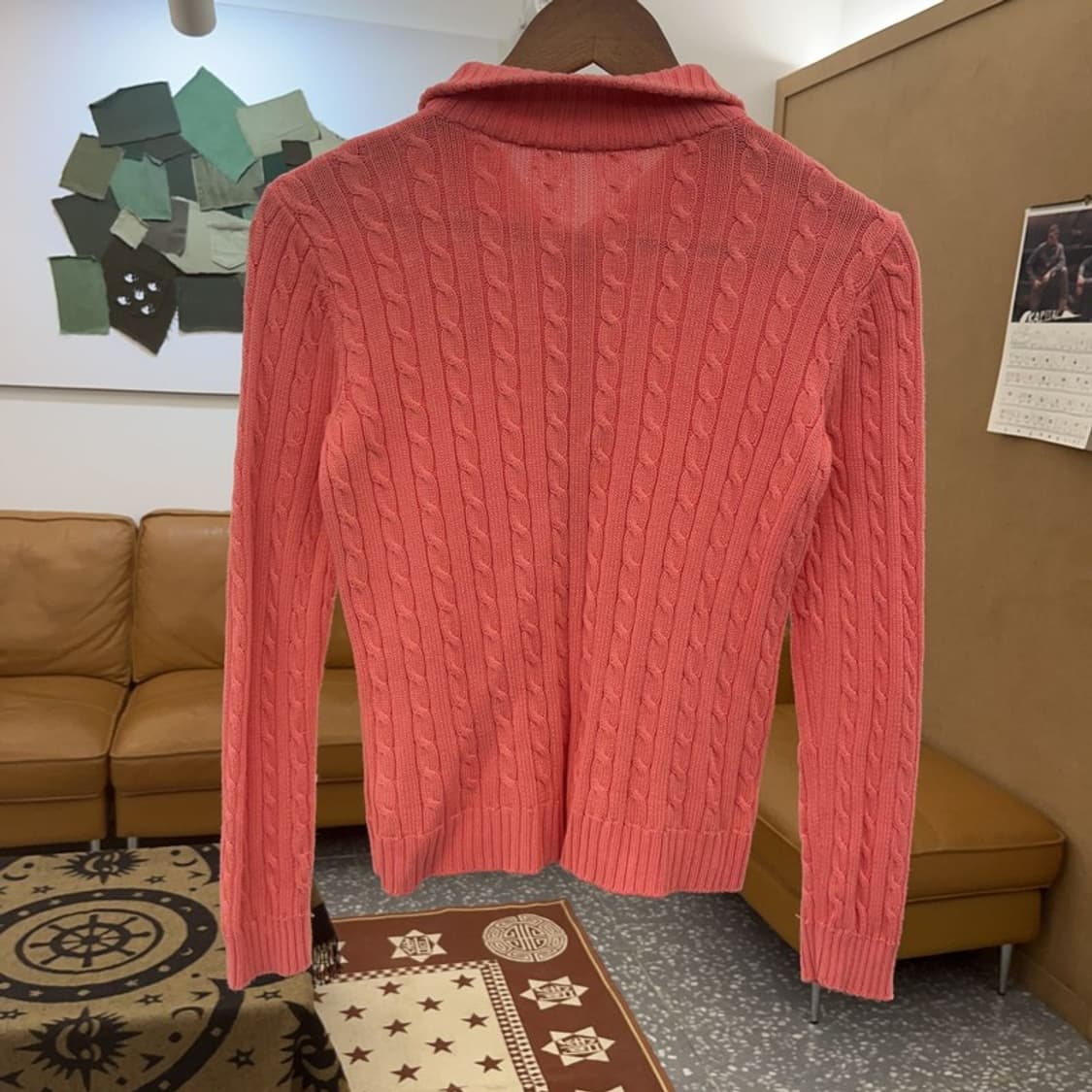 폴로 랄프로렌 Y2K 레트로 코랄 핑크 꽈배기 가디건 85 C08663 상품이미지4