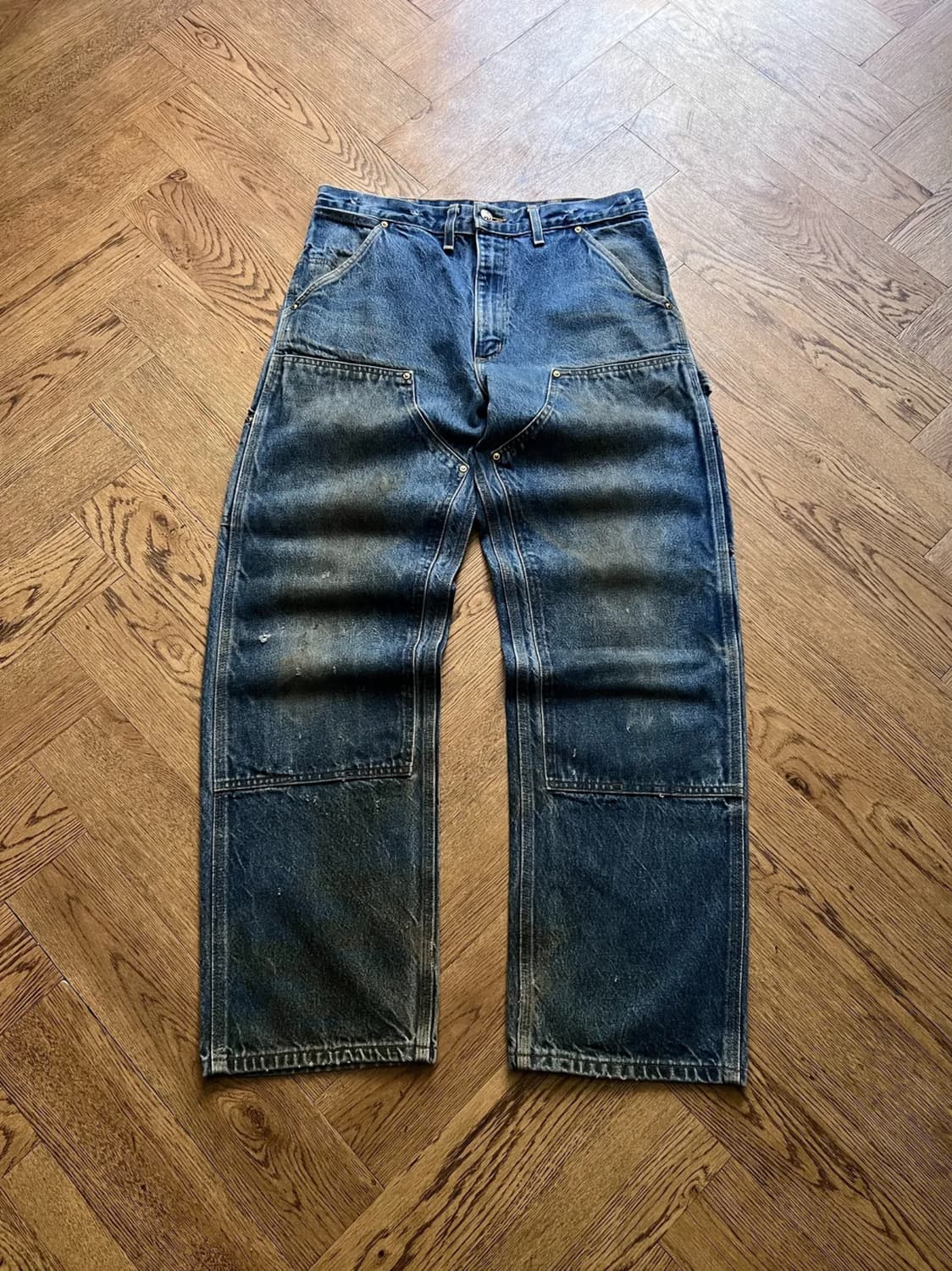 [34]칼하트 Made in USA 더티워싱 더블니 워크 데님 팬츠 상품이미지1