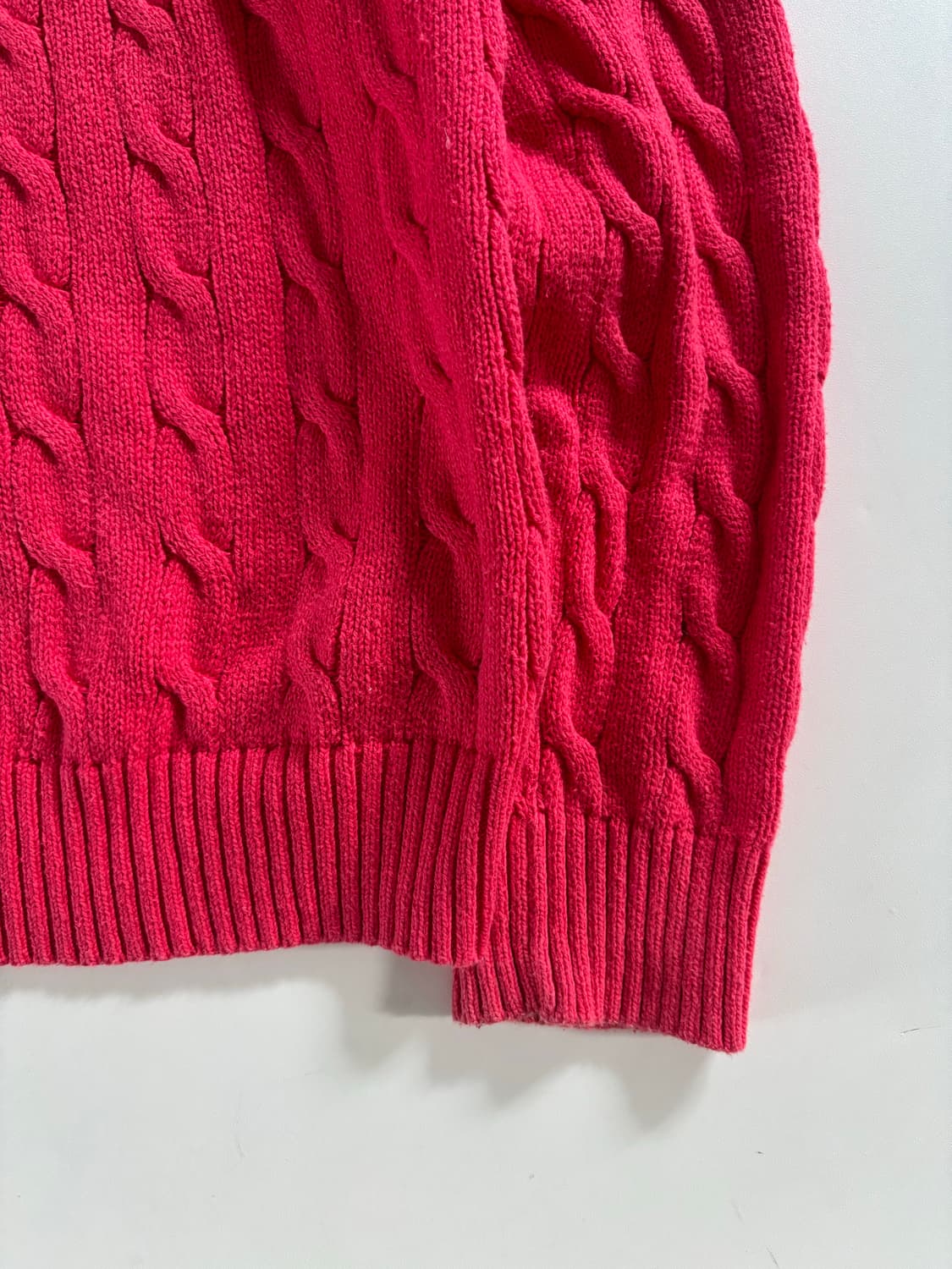 Polo 폴로 랄프로렌 핑크 레드 컬러 케이블 라운드 니트 상품이미지4