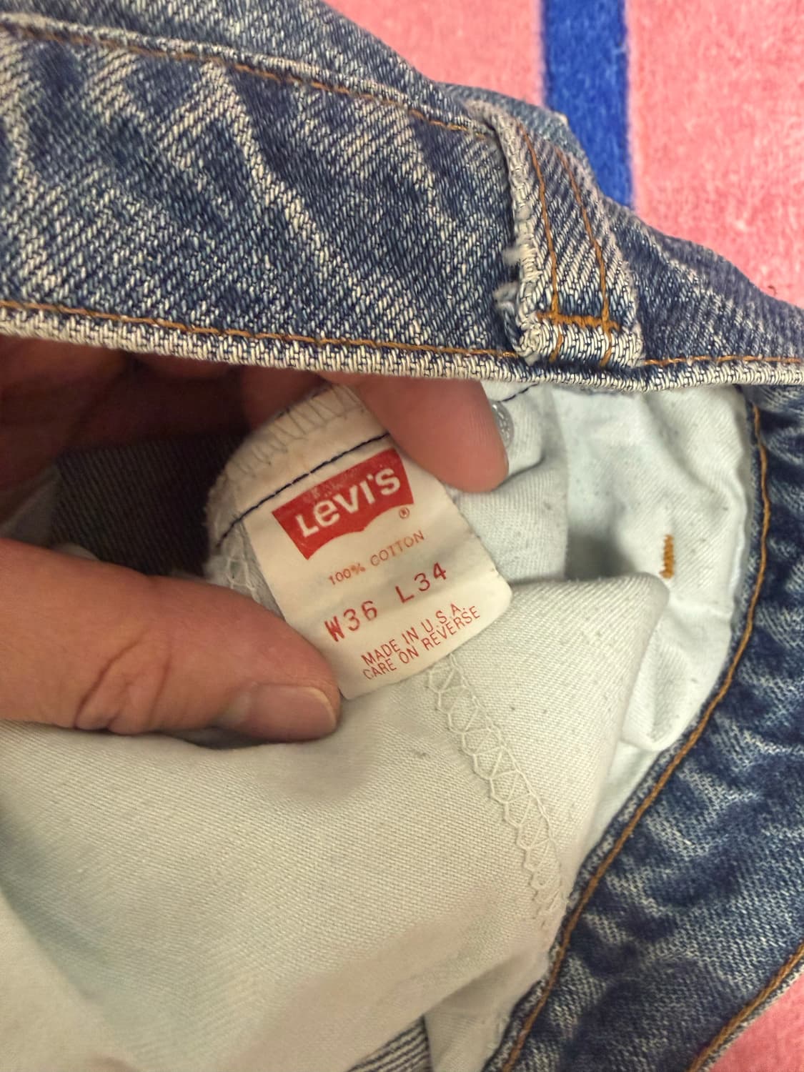 리바이스 오렌지탭 컷팅 데님 33 size 상품이미지3