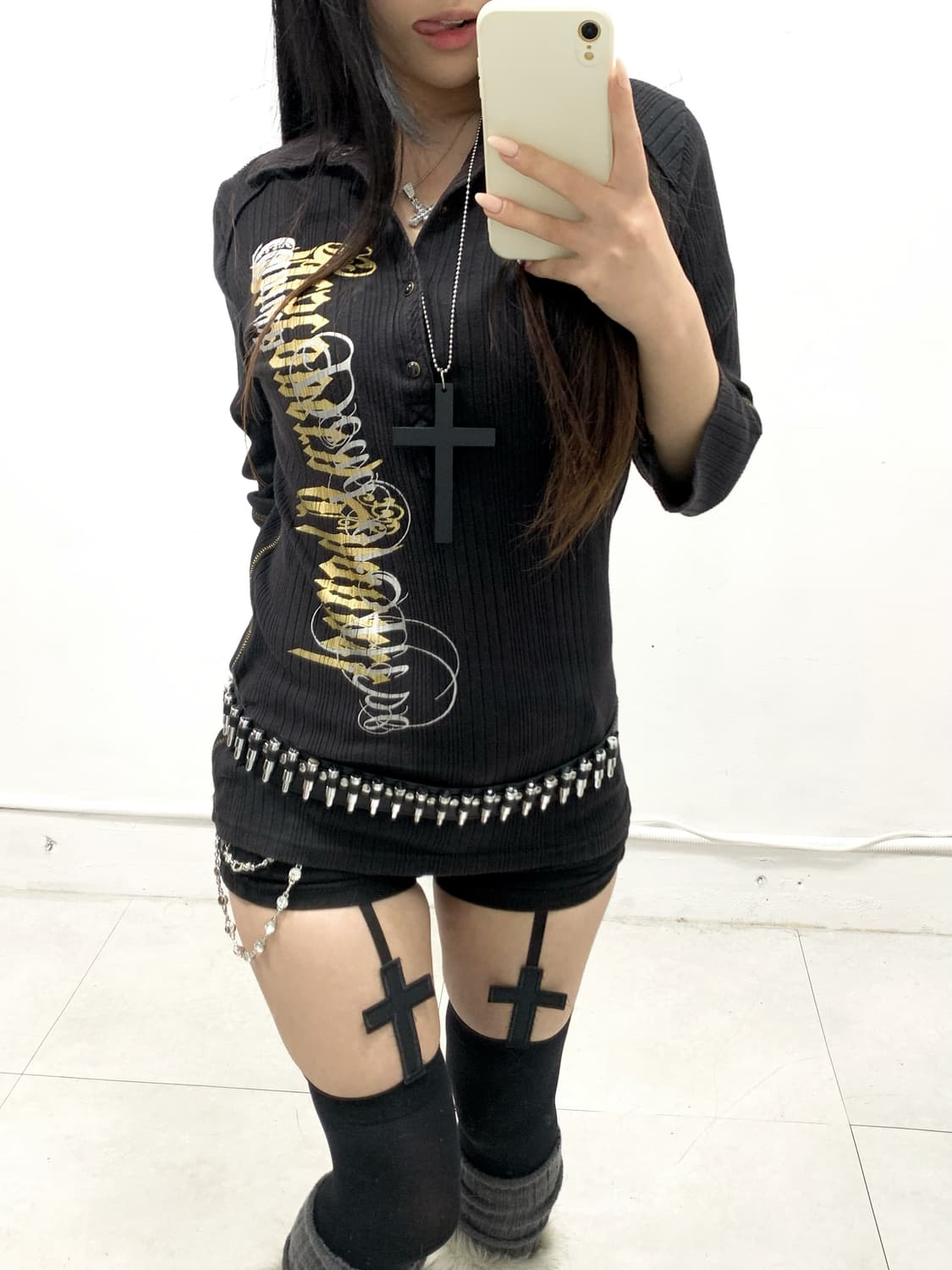 [ICOM] 펑크 고딕 골드 레터링 pk 롱슬리브 상품이미지5