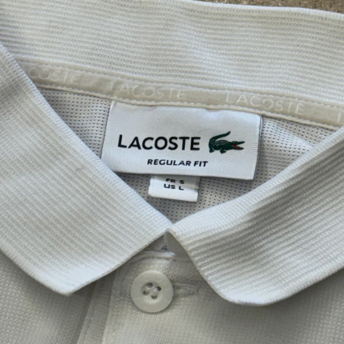 L 라코스테 화이트 카라 반팔 티셔츠 상품이미지4