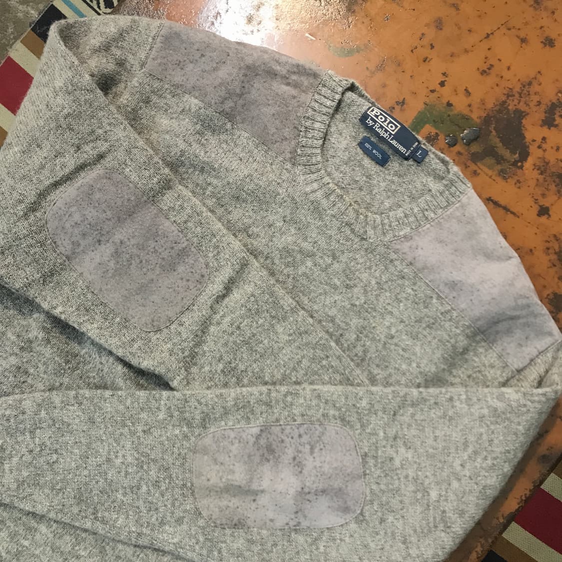 폴로랄프로렌 그레이 스웨이드 패치 스웨터 남성 105 110  상품이미지4