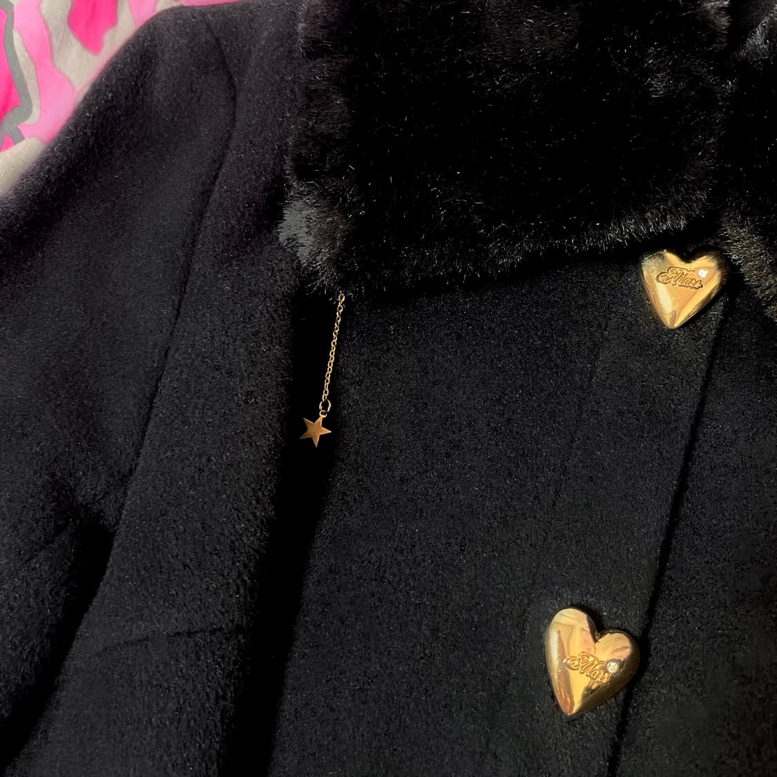 MA*RS마즈 하트금장 블랙 퍼 벨티드 코트 히메오네갸루 핀터 일본빈티지 상품이미지2