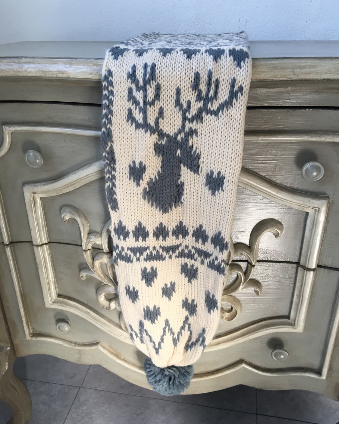 snow pattern pom pom knit muffler 상품이미지2