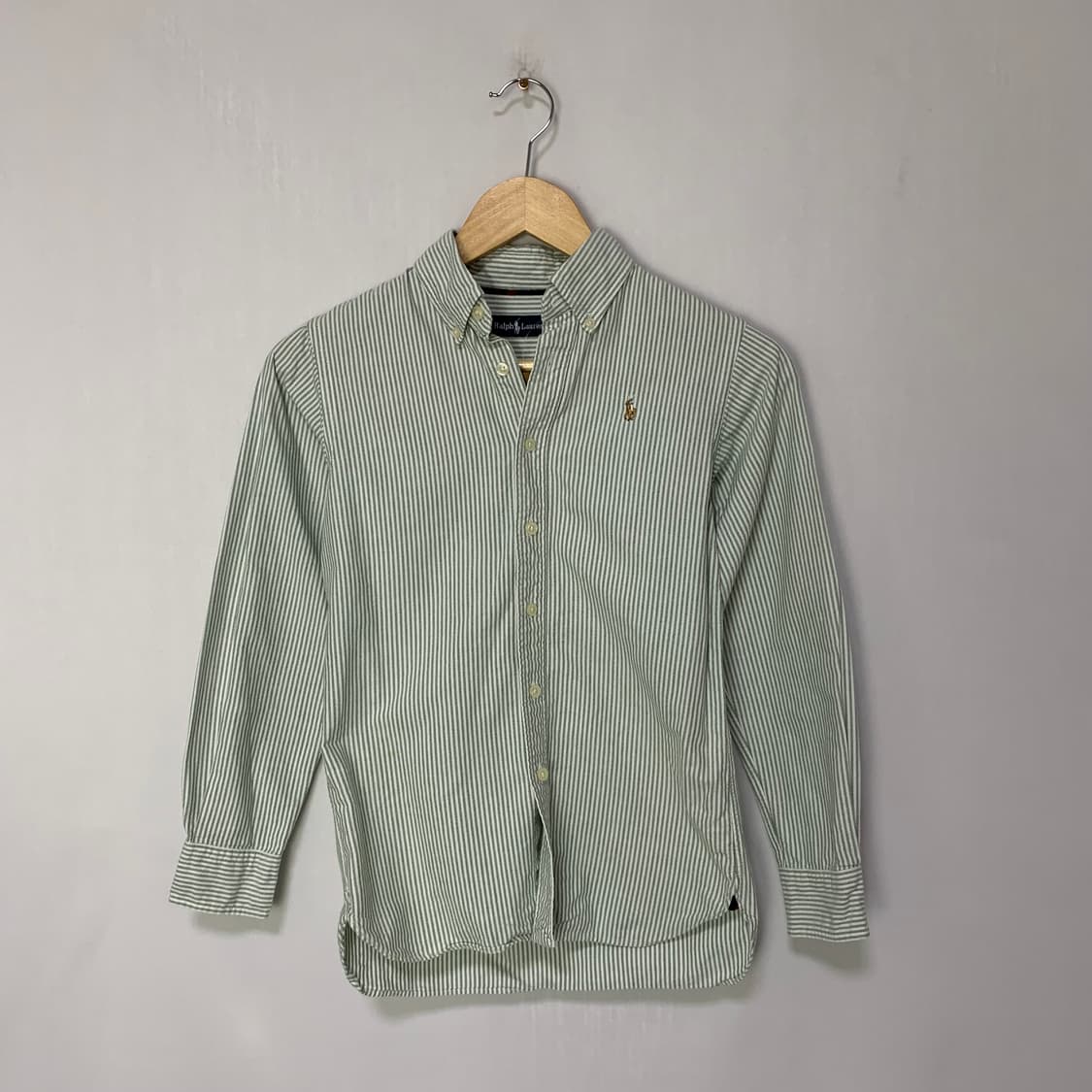 폴로랄프로렌 키즈 여성 스트라이프 슬림핏 7부 소매 셔츠 민트 상품이미지2