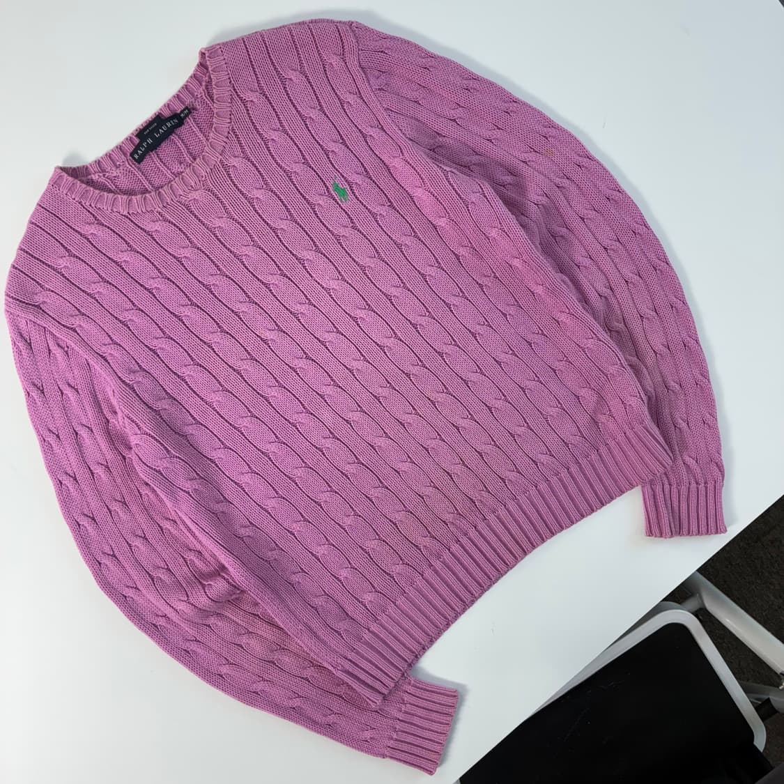 Polo 폴로 랄프로렌 우먼스 라벤더핑크 케이블 라운드 니트 상품이미지2