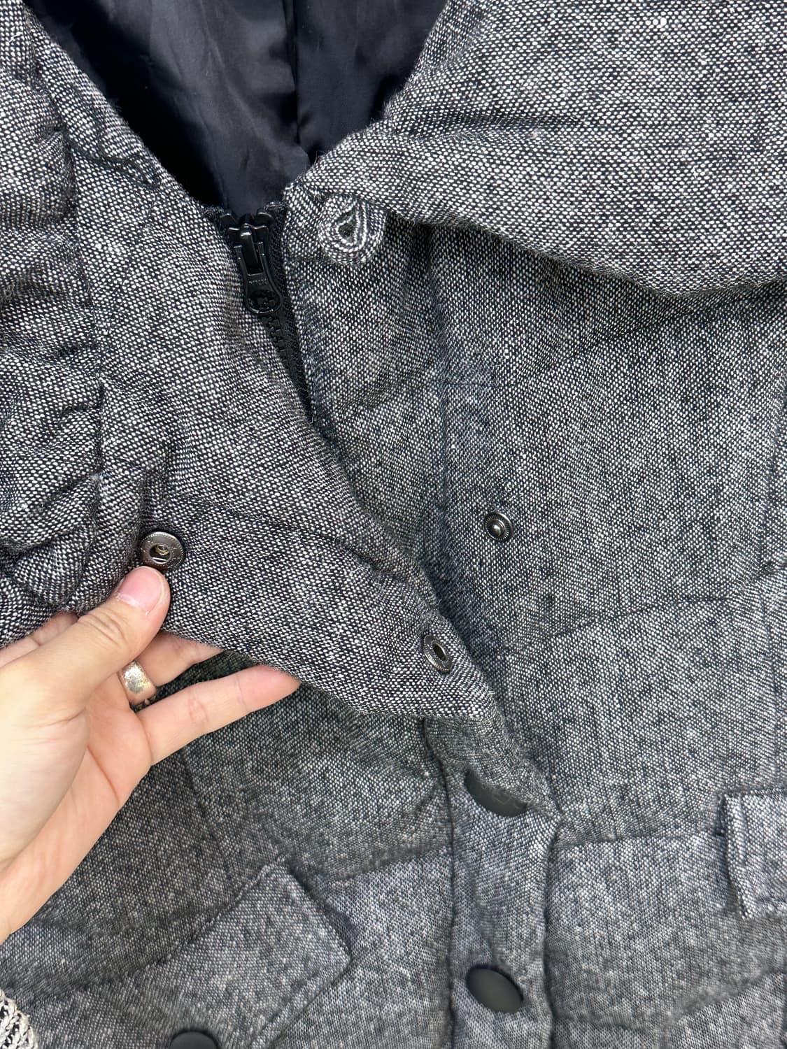 Heather wool buttons padded short jumper 상품이미지6