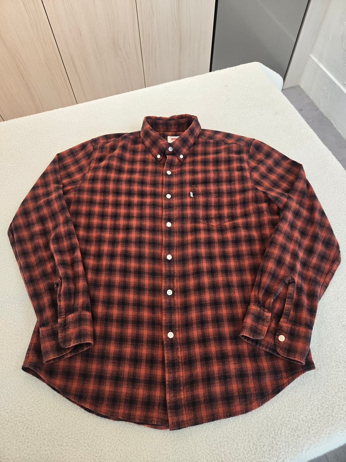 리바이스 레드 블랙 체크 셔츠 L 상품이미지2