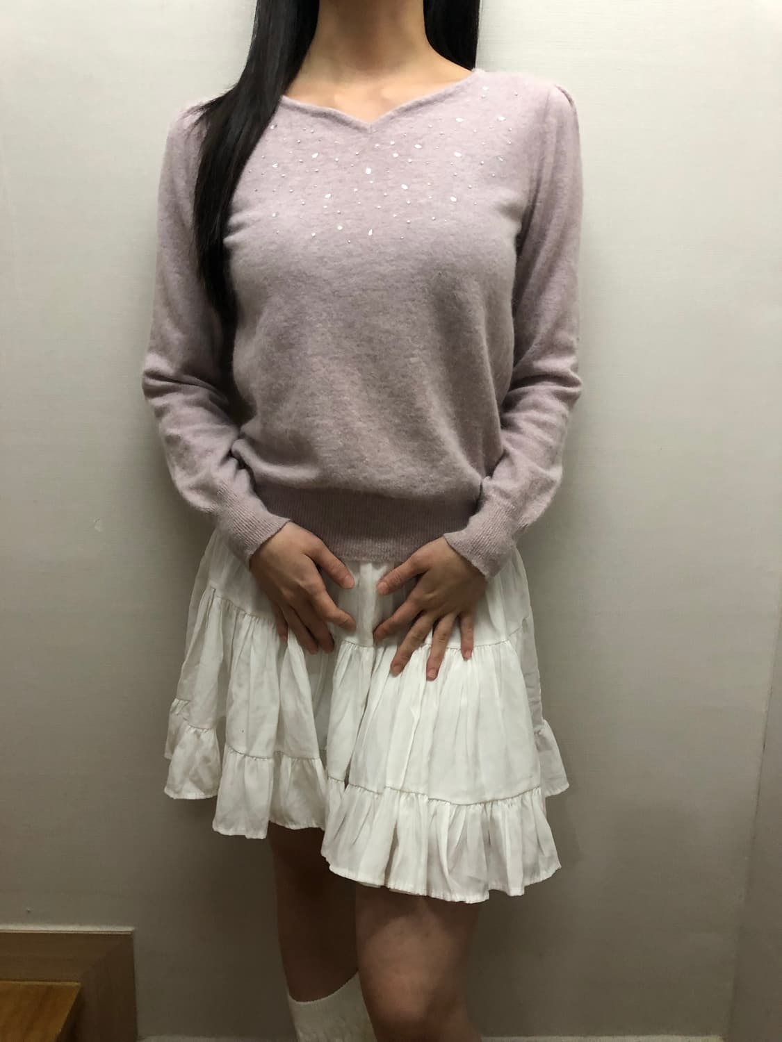 빈티지 라이트 퍼플 비즈 니트 상품이미지3