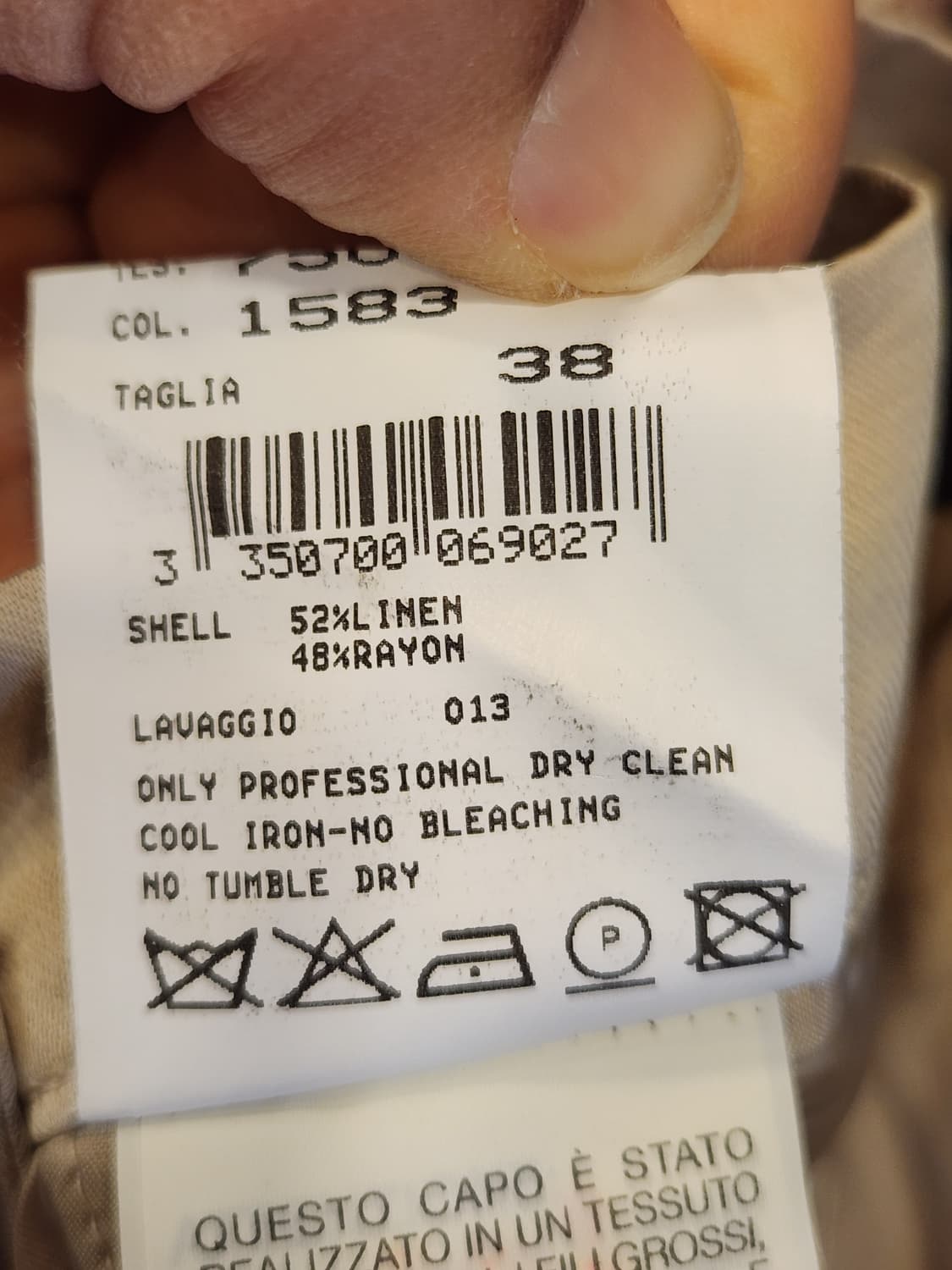 조르지오 아르마니 베이지 린넨 혼방 바지 상품이미지9