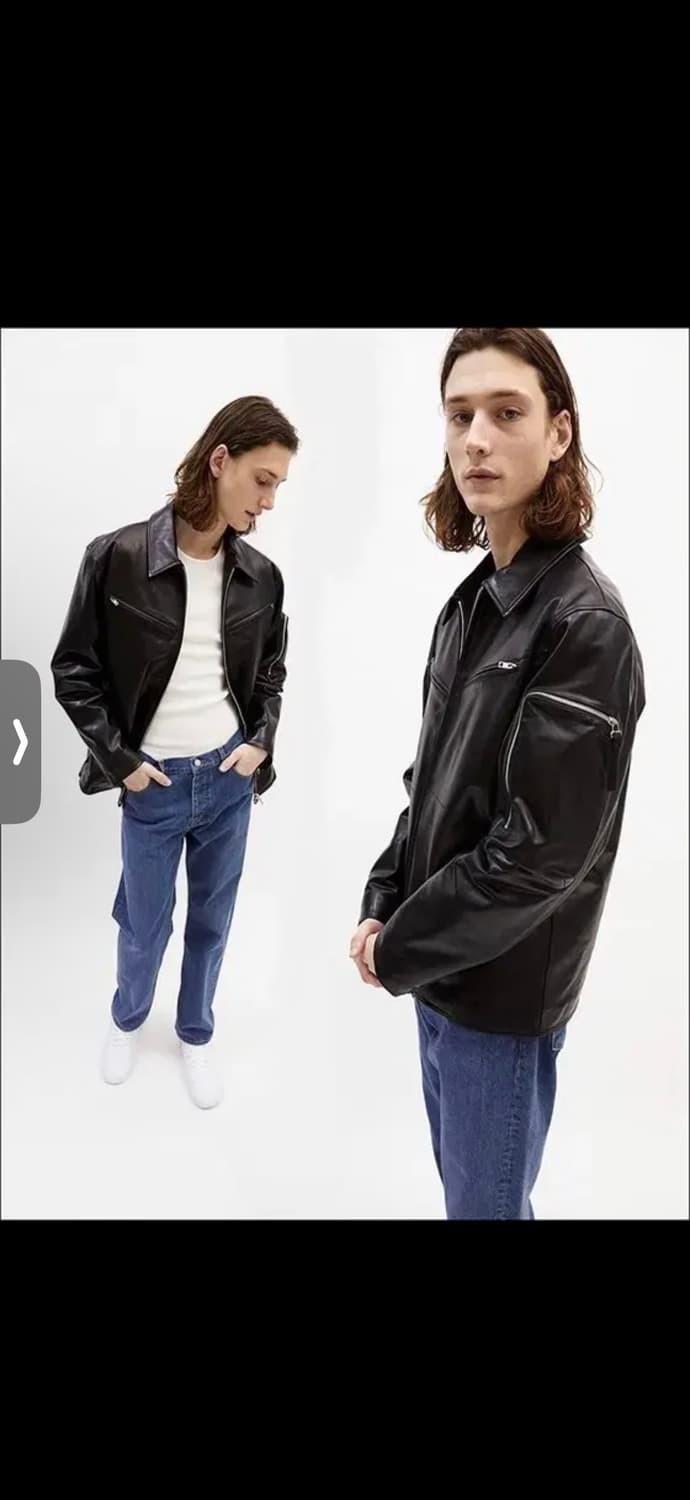 21FW 헬무트랭 집업 레더 라이더 자켓 블랙 L 상품이미지9