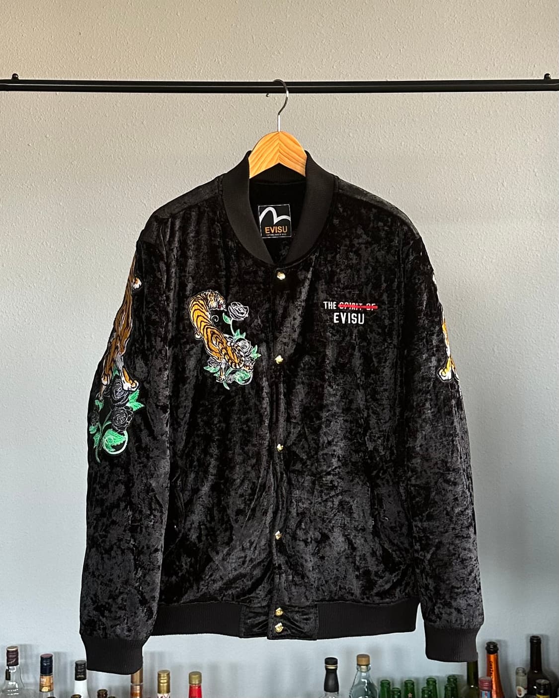 [2XL]에비수 Evisu 타이거 벨루어 벨벳 블루종 점퍼 상품이미지1