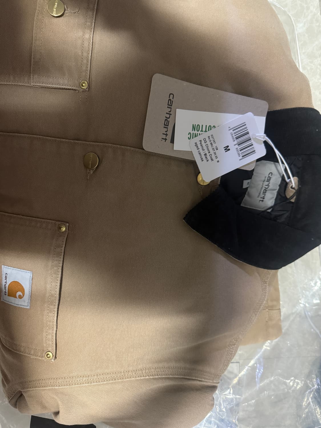 M사이즈 칼하트WIP OG 초어 코트 피넛 블랙 에이지드 캔버스 상품이미지2