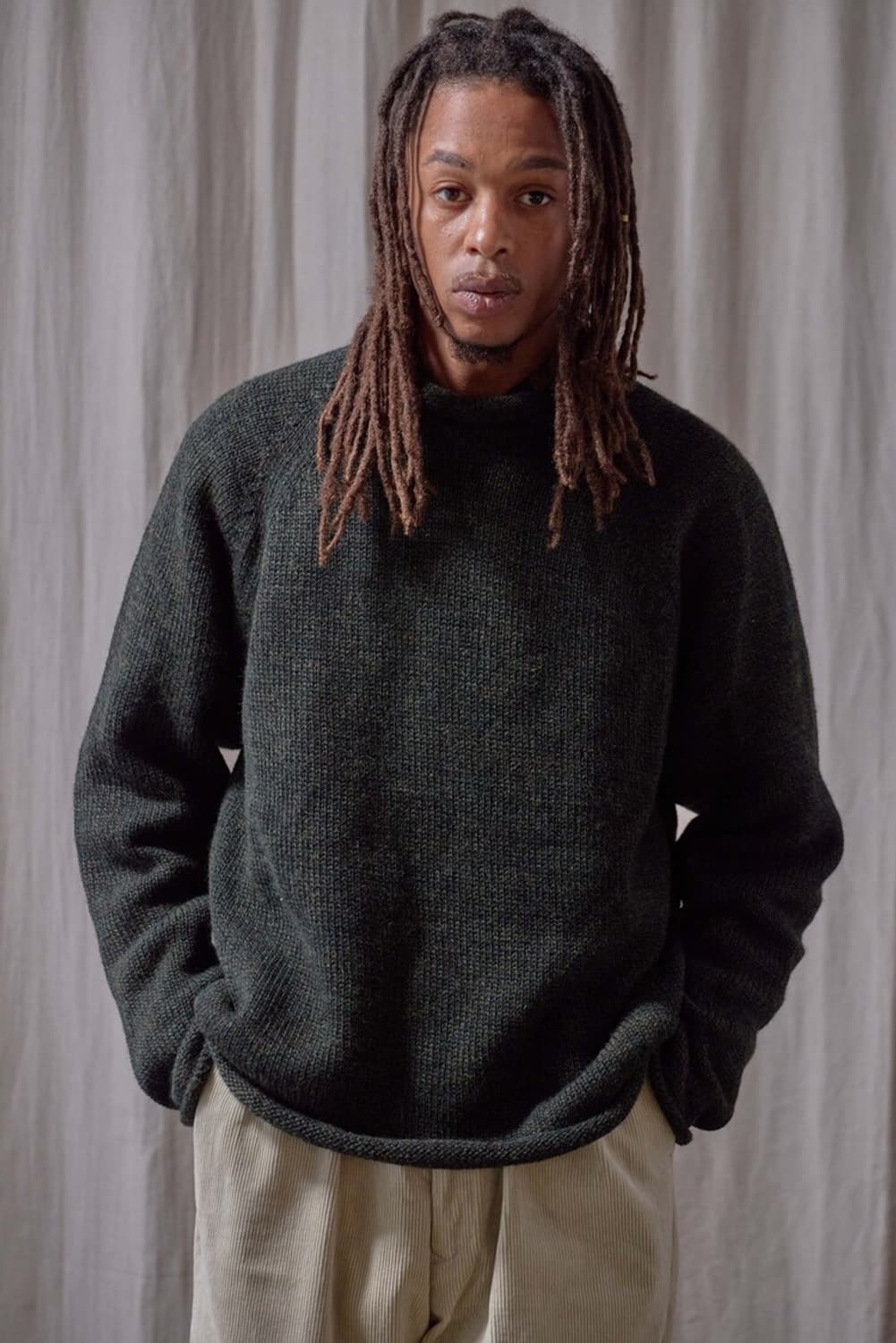 [L] 엔즈앤드민즈 / 24AW 롤넥 니트 / 믹스 그린 상품이미지5