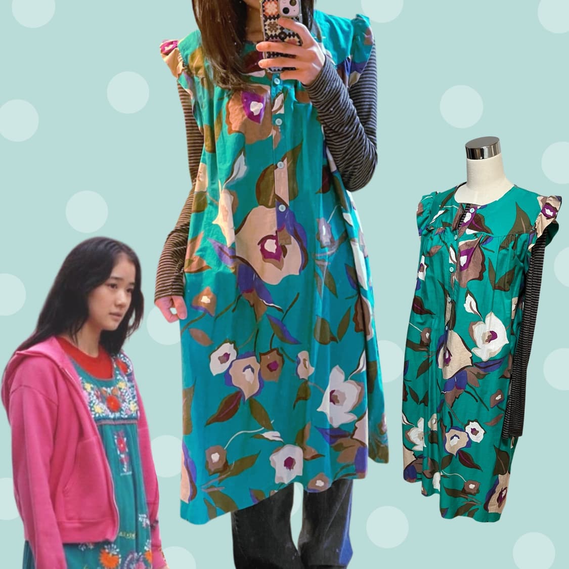 하구미 빈티지 플라워패턴 베이비돌 원피스 상품이미지1