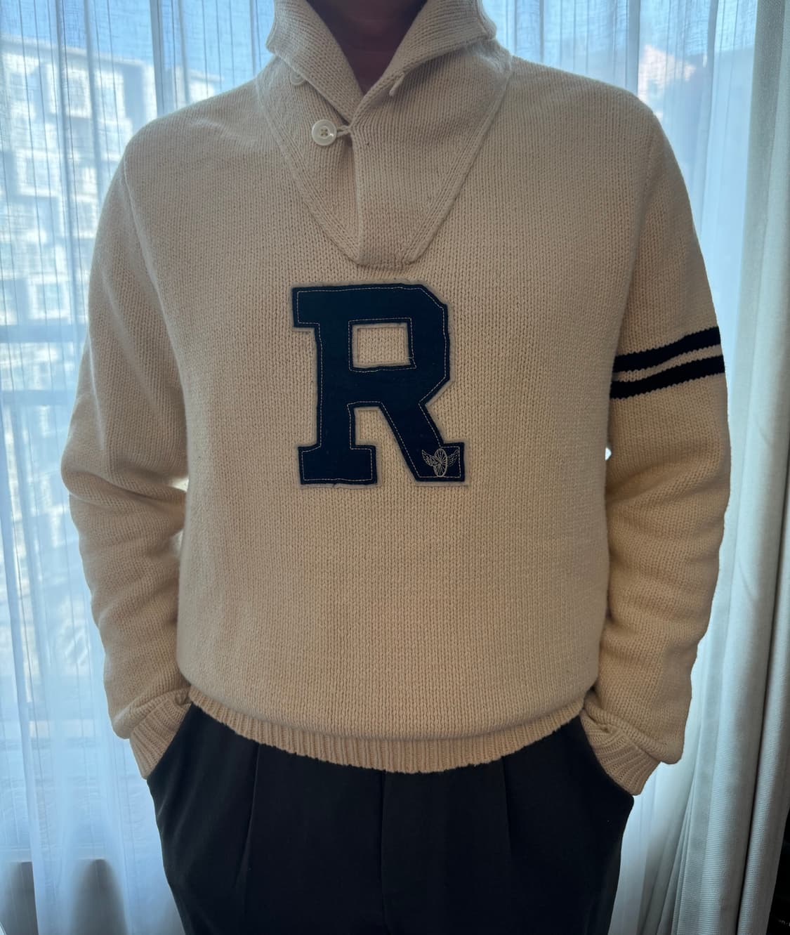 폴로 랄프로렌(럭비)R 로고 숄카라 니트 상품이미지1